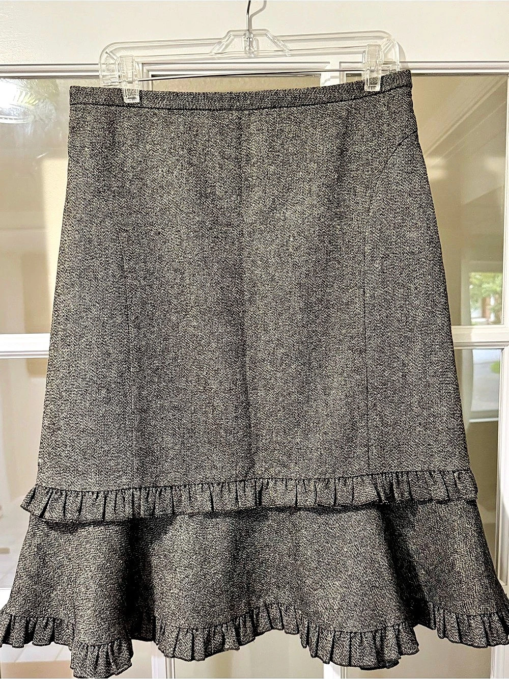 Ann Taylor LOFT Ruffle Skirt in Brown & Cream Size 10 Like New